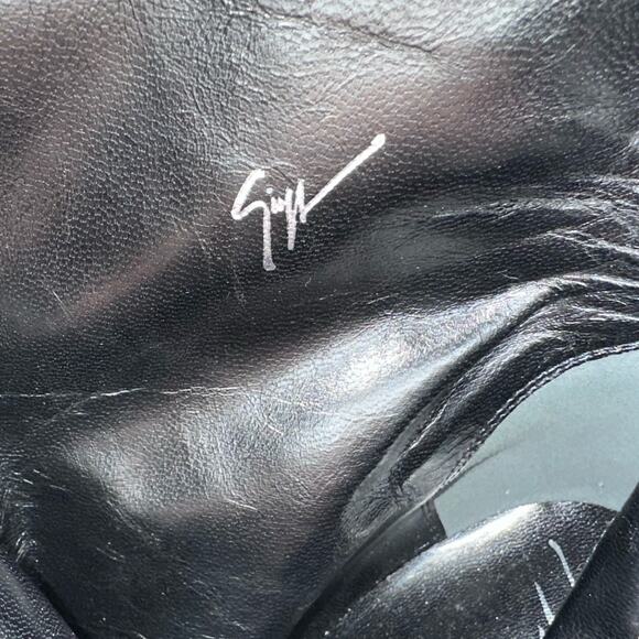 Giuseppe Zanotti Black Suede Animal Print Hide Cindy Wedge Heeled Boots Size 9.5 - Picture 5 of 16